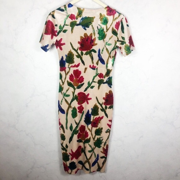 [Zara] Velvet V Neck Crossover Midi Floral Dress - Picture 3 of 4